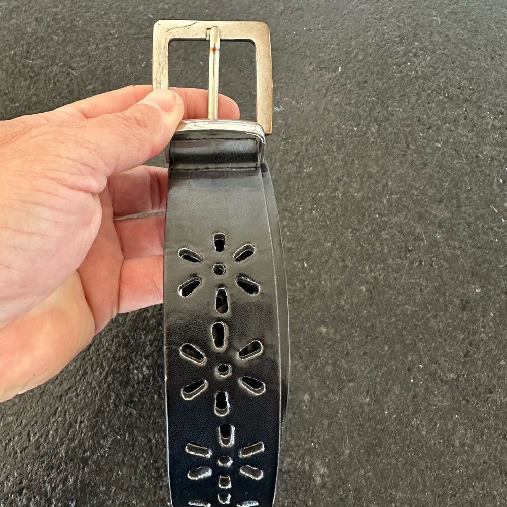Black Leather Cutout Belt